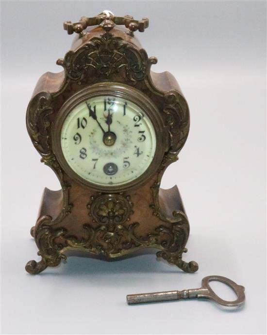 Edwardian walnut mantel timepiece